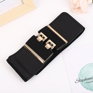 Women's Wide Stretch Belt with Elegant Metal Hook