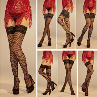 European and American Style Sexy Long Jacquard Socks Fishnet High Mesh Stockings