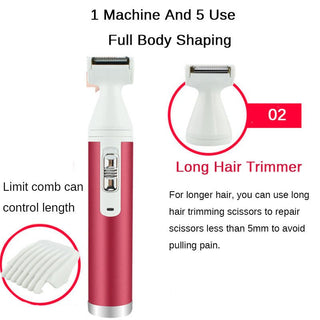 Women's  Five-in-One Private Hair Trimmer Shaver Electric Epilator
