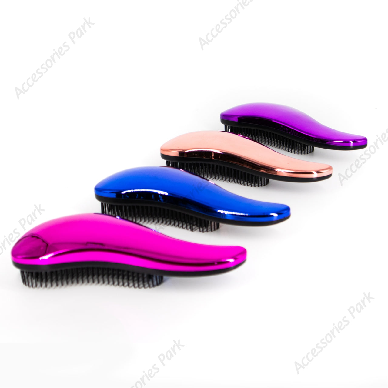 A picture of four color hair detangle comb