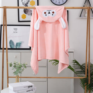 Soft and Wearable Hooded Cape Thickened Bath Towel for Children