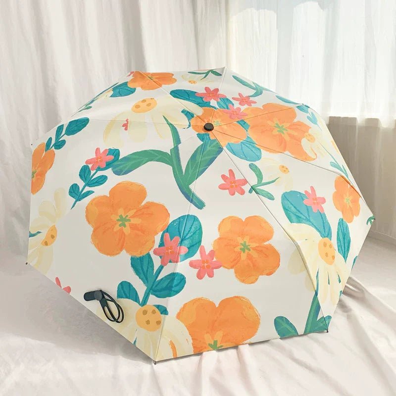 Automatic folding umbrella, oil painting, all-season parasol