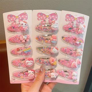 Children's Cute Cartoon Face Quicksand Inside Hairpin Clip