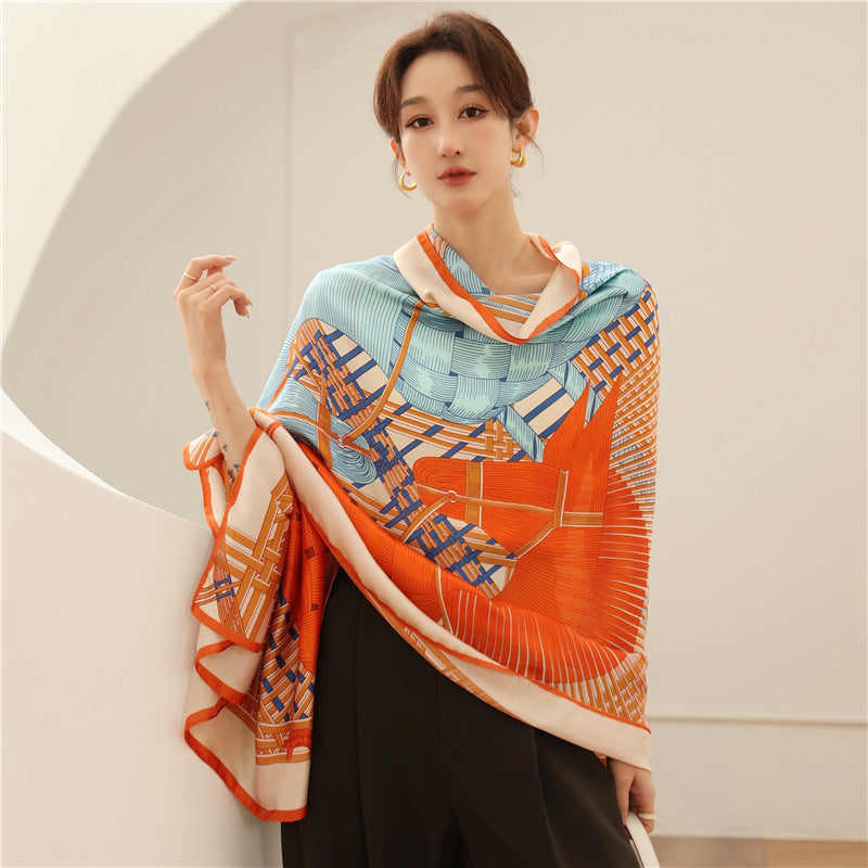 Korean style elegant ladies thin holiday Satin silk scarf – Accessories ...
