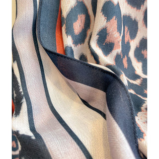 Double-sided Two-color Classic Leopard Print Women's Viscose Scarf