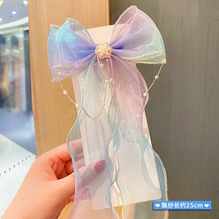 Children's Cute little Girl Rainbow Bow Braided Hairpins