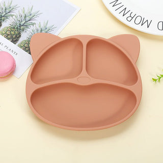 Infant integrated compartment Anti Slip Silicon Dine Plate for Children