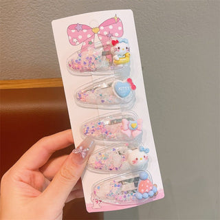 Children's Cute Cartoon Face Quicksand Inside Hairpin Clip