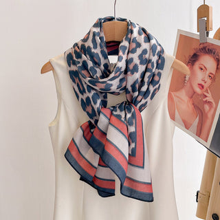Double-sided Two-color Classic Leopard Print Women's Viscose Scarf