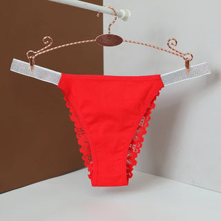 Solid Colour High Stretch Silver Ribbon Women's Thong Panties