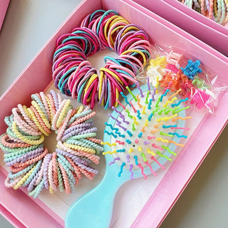 Colorful Hair Brush & Scrunchie Gift Set for Girls