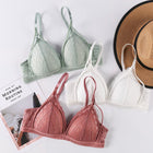 Women's Floral Lace Seamless Bralette, Deep V Triangle Cup Push-Up Bras