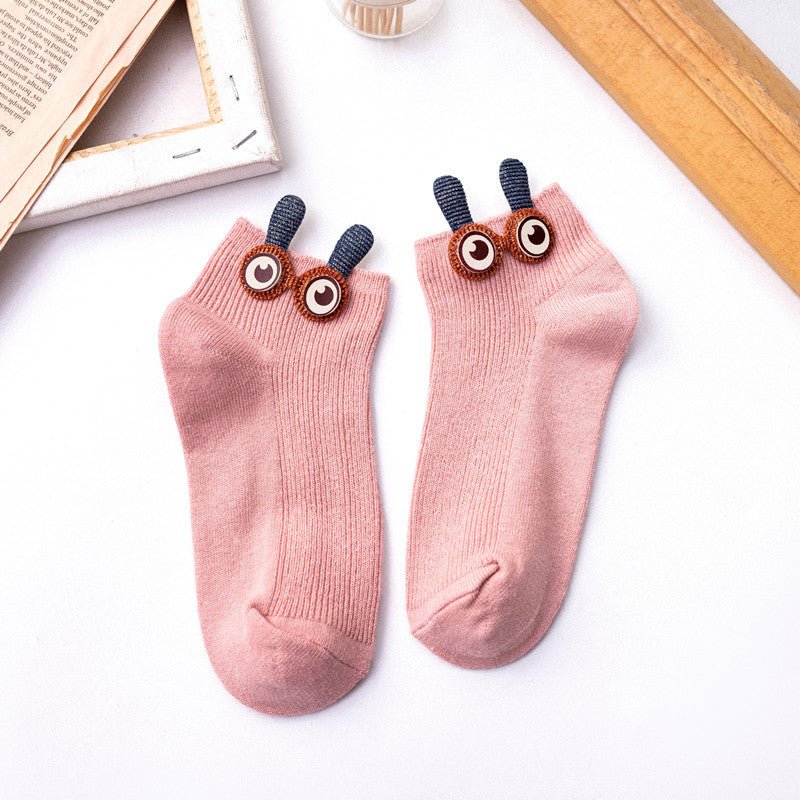 Japanese Style Big Eyes Cartoon Short Tube cotton socks