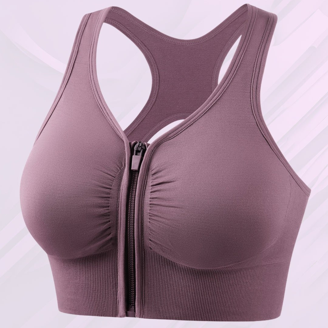 Shockproof Plus Size Running Yoga Fitness Cut-out Front Zipper Women's Sports Bra