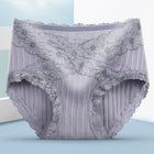 Women's Seamless Mid-rise Lace Stitching Cotton Breathable Plus size Panties