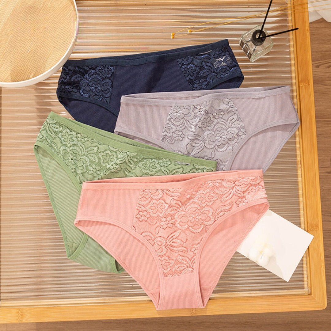 4 Pieces Set Japanese Style Women's Breathable and Comfortable Solid Color Panties