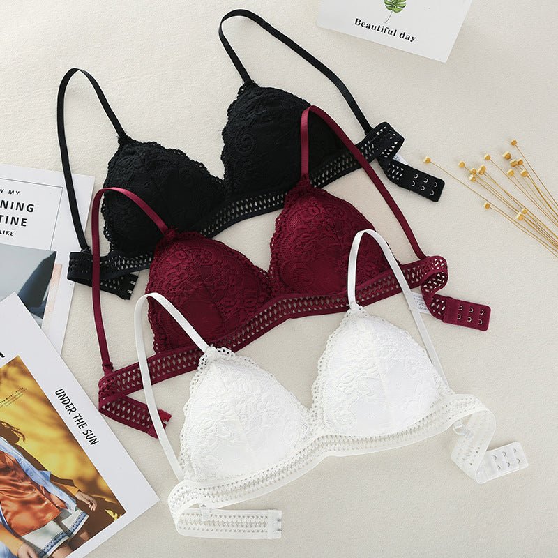 French Lace Adjustable Thin Section Deep V Triangle cup Female Bra