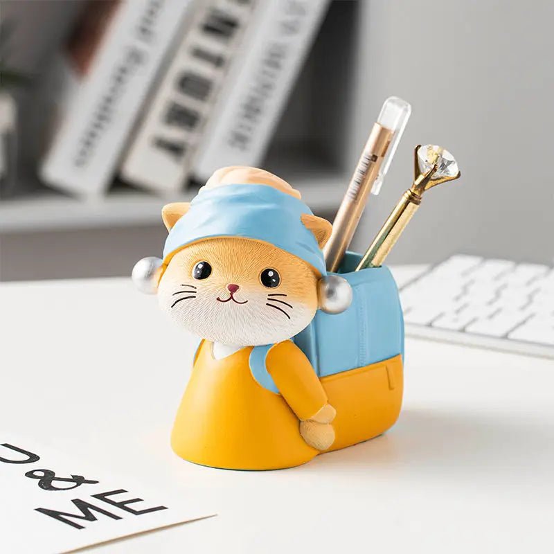 Cute Cat Pen Holder Simple and Modern Student Study Storage Box For Gifts