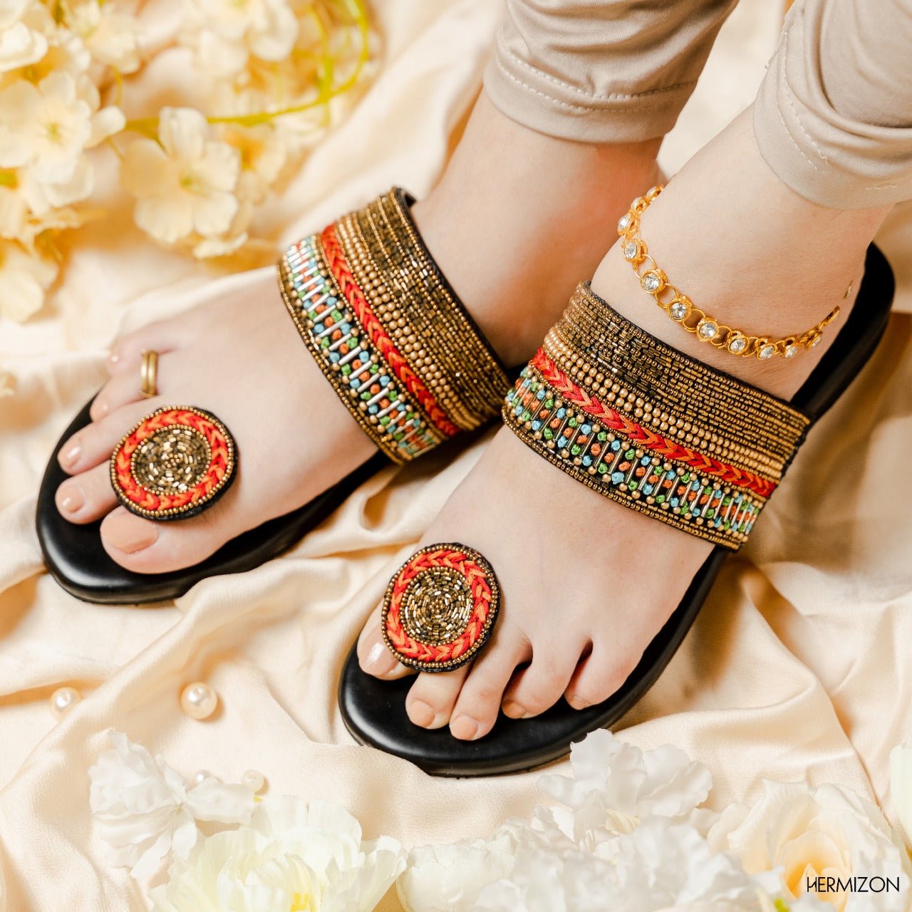 Hermizon brand sandal with traditional design.