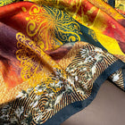 Retro Design Tropical Floral Printed Colorful Satin Silk Scarf