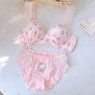 Soft Cute Hello Kitty Japanese Girl Thin Sweet Lace Anti Sagging Lingerie Set