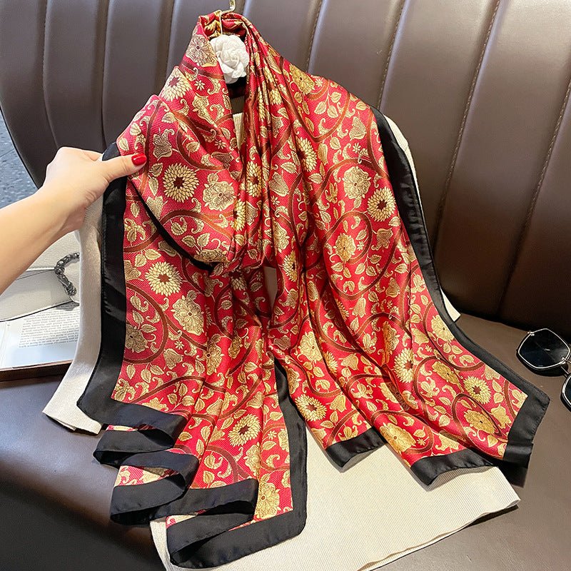 Traditional Floral Design Women's Satin Silk Scarf