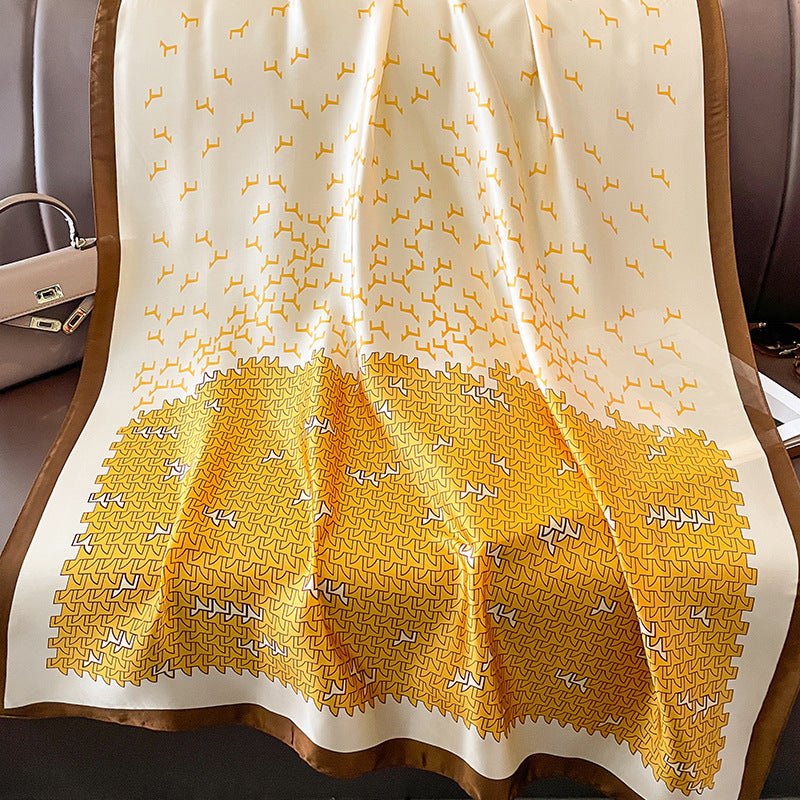 Korean Style Geometric Pattern Printed silk scarf
