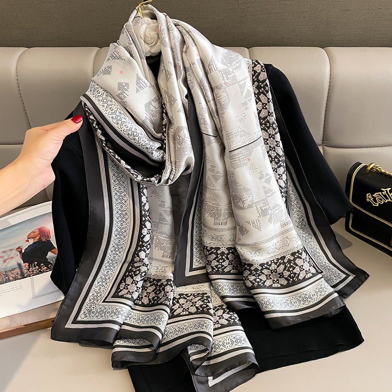 Ethnic-style Satin Silk Scarf for Women