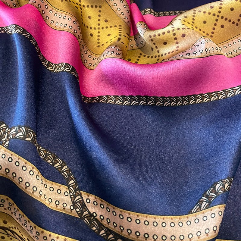 Stylish Geometric Pattern Multicolor Satin Silk Scarf