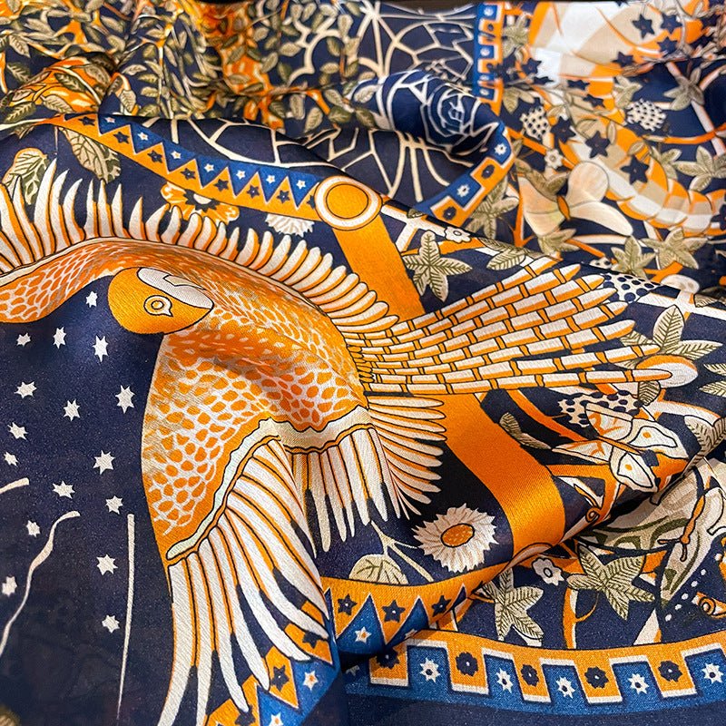 Ethnic Style Multicolor Printed Satin Silk Scarf