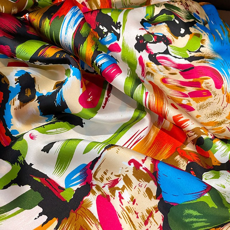 Multicolor Retro Style Women's Satin Silk Scarf