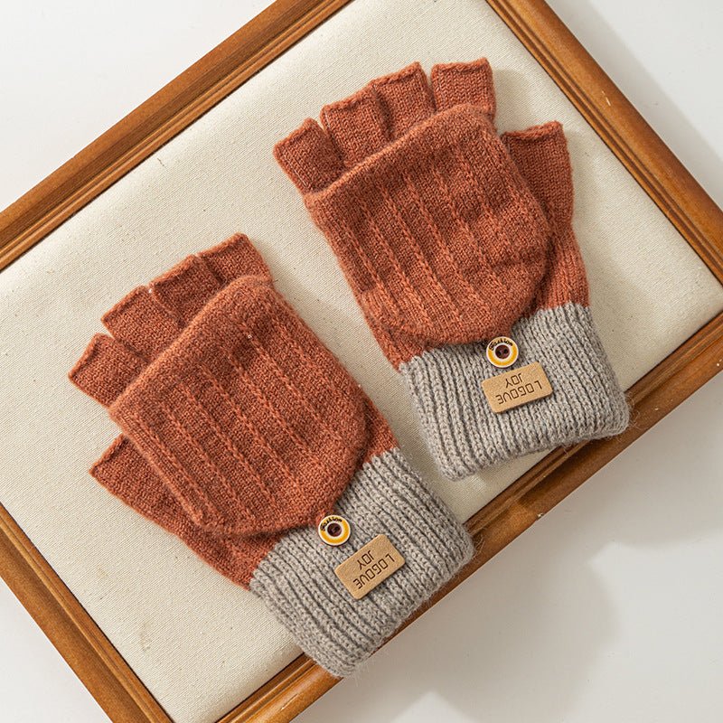 Flip Cover Knitted Half Finger Hand Gloves