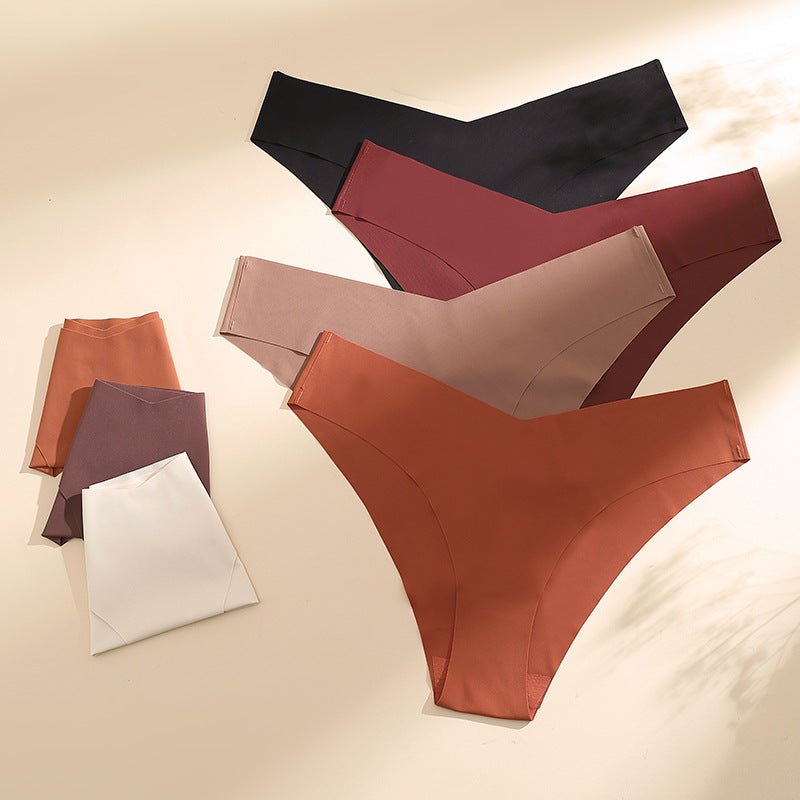 V-shaped Waist Seamless Ice Silk Cotton Breathable Panties