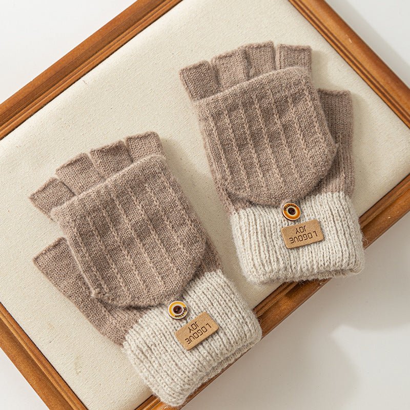 Flip Cover Knitted Half Finger Hand Gloves