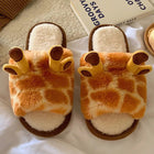 Giraffe Plush Fluffy Fur Winter Warm Slippers