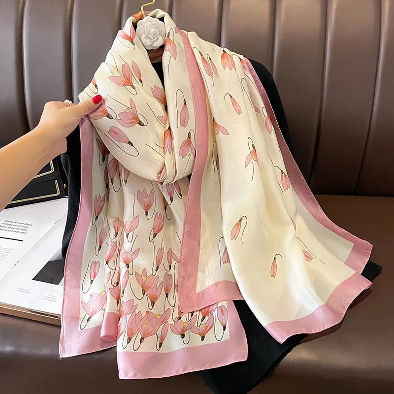 All Seasons Friendly Soft Long Satin Silk Scarf for Women