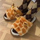 Giraffe Plush Fluffy Fur Winter Warm Slippers