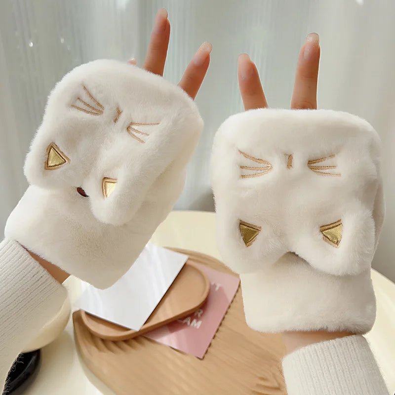 Cute Mittens With Cat Ears Winter Kitty Designer Flip gloves