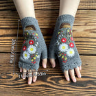 Handmade Knitted Long Winter Gloves With Soft Crochet