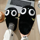 Black Kitty Thick Sole Anti Slip Indoor Cotton Slippers For Women
