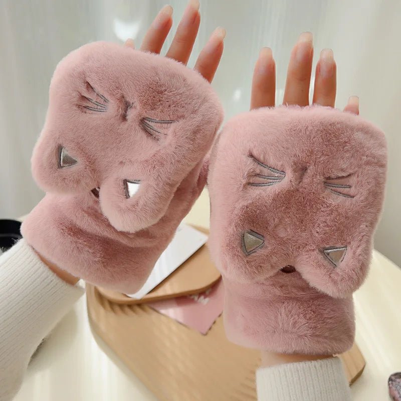 Cute Mittens With Cat Ears Winter Kitty Designer Flip gloves