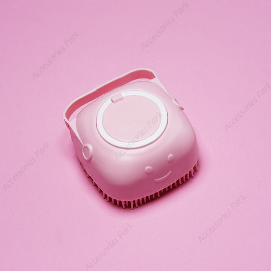 A picture of pink color bath brush
