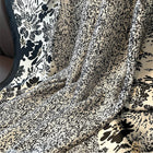 Milky White Retro Black Floral Design High Quality Satin Silk Scarves