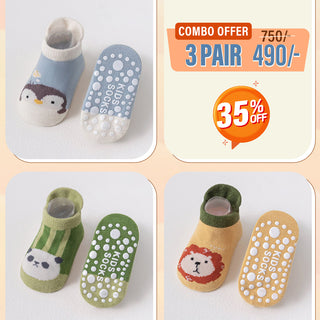 Anti-Slippery Cute Cartoon Printed Heel Style Soft Kids Socks