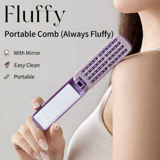 Portable Folding Travel Hairbrush with Integrated Mirror and Self-Cleaning Series