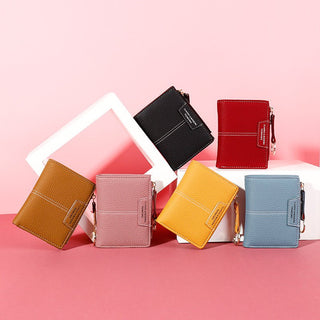 Fashionable and Multifunctional Short Zipper Bifold Wallet for Women