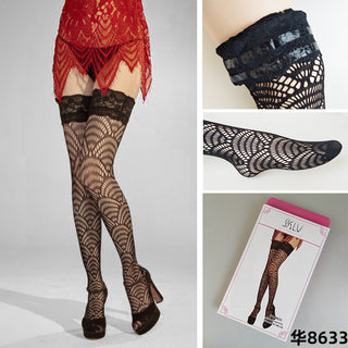 European and American Style Sexy Long Jacquard Socks Fishnet High Mesh Stockings