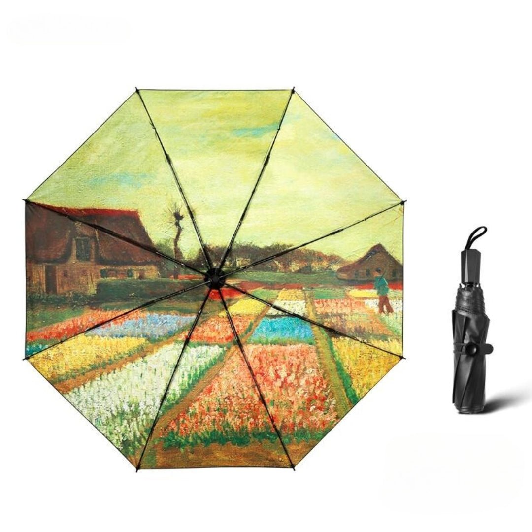 Starry Night Three-fold hand-opening oil painting all season umbrella
