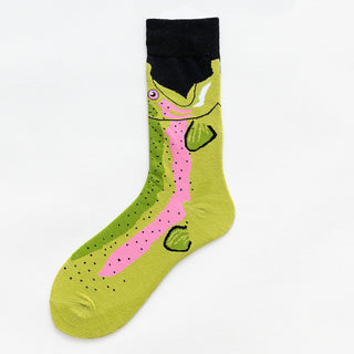 Men's and women's long oil painting socks