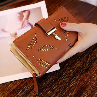 Korean Version Hollow Leaf Zipper Buckle Style Long Women's Wallet
